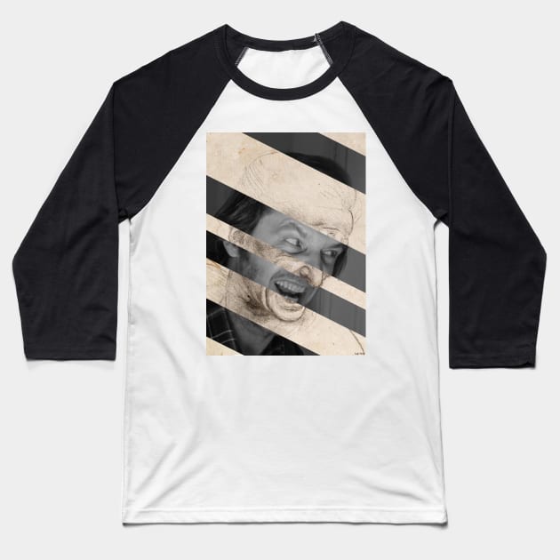 Head for The Battle of Anghiari by Leonardo da Vinci and Jack Nicholson in Shining Baseball T-Shirt by luigi-tarini